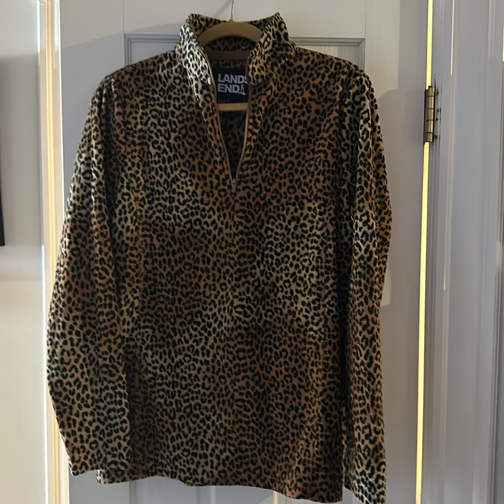 Lands end leopard print half zip